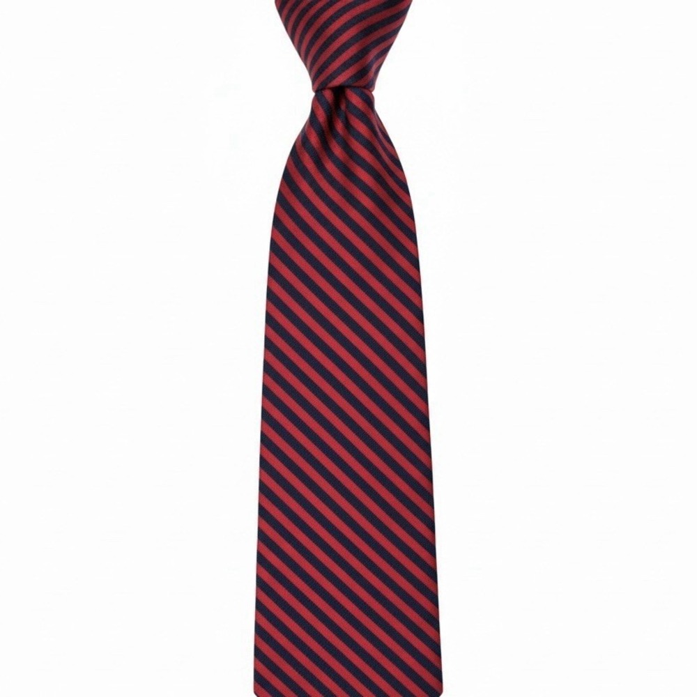 Breuer Hand Made 100% Silk Tie Red Blue Striped Made In Italy L:‎ 60" W: 3.5"